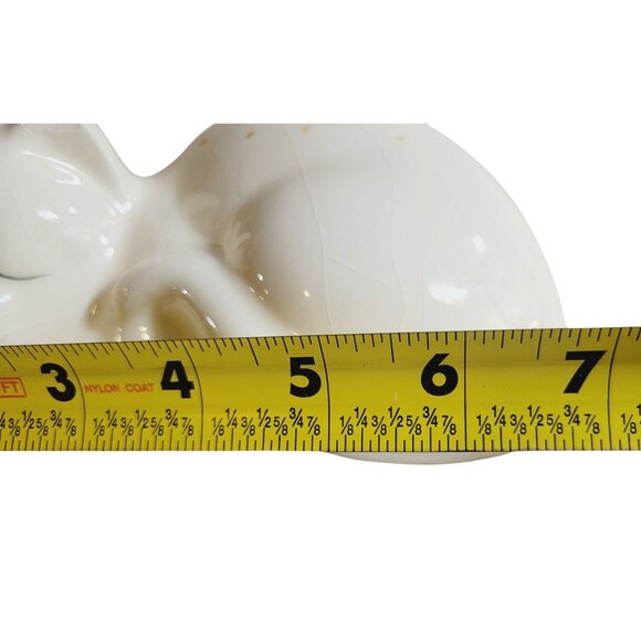 Vintage Hand Painted Ceramic Cat Figurine White Kitten Floral Design - Picture 9 of 9